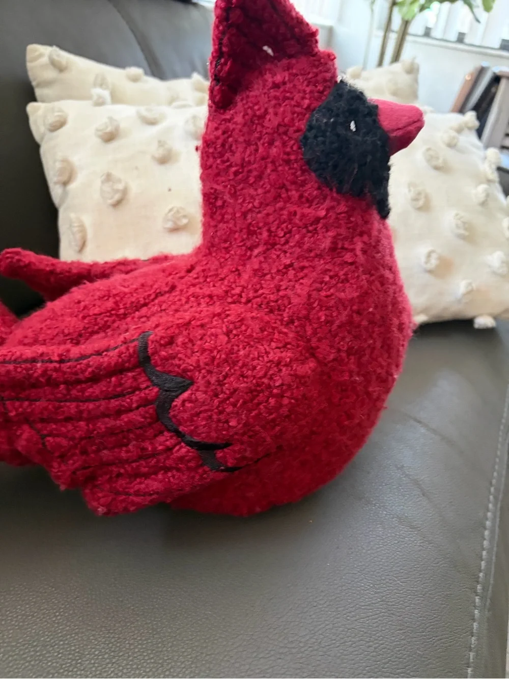 Pottery Barn Red Textured Cardinal Accent Pillow